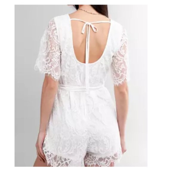 TRIXXI Eyelash Lace White Romper Spring Summer Bridal Wedding - Picture 2 of 5